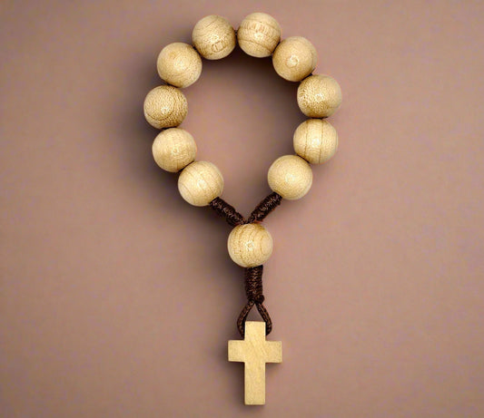 Natural Beige Wooden Pocket Rosary