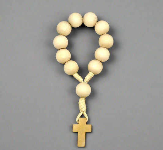 Cream Wooden Pocket Rosary