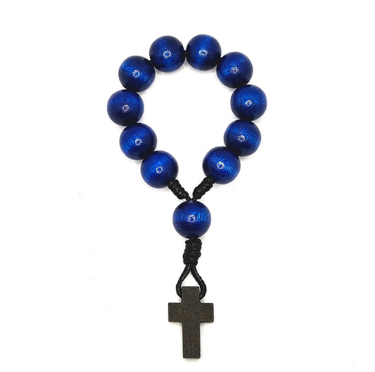 Blue Wooden Pocket Rosary