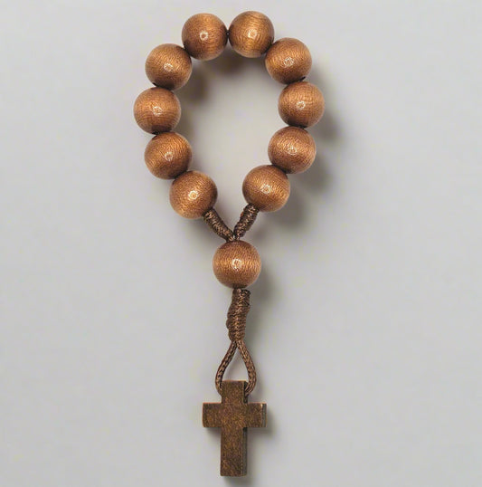 Light Brown Wooden Pocket Rosary