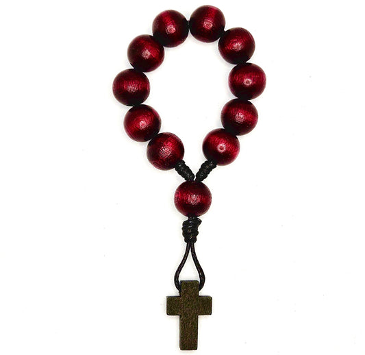 Burgundy Wooden Pocket Rosary