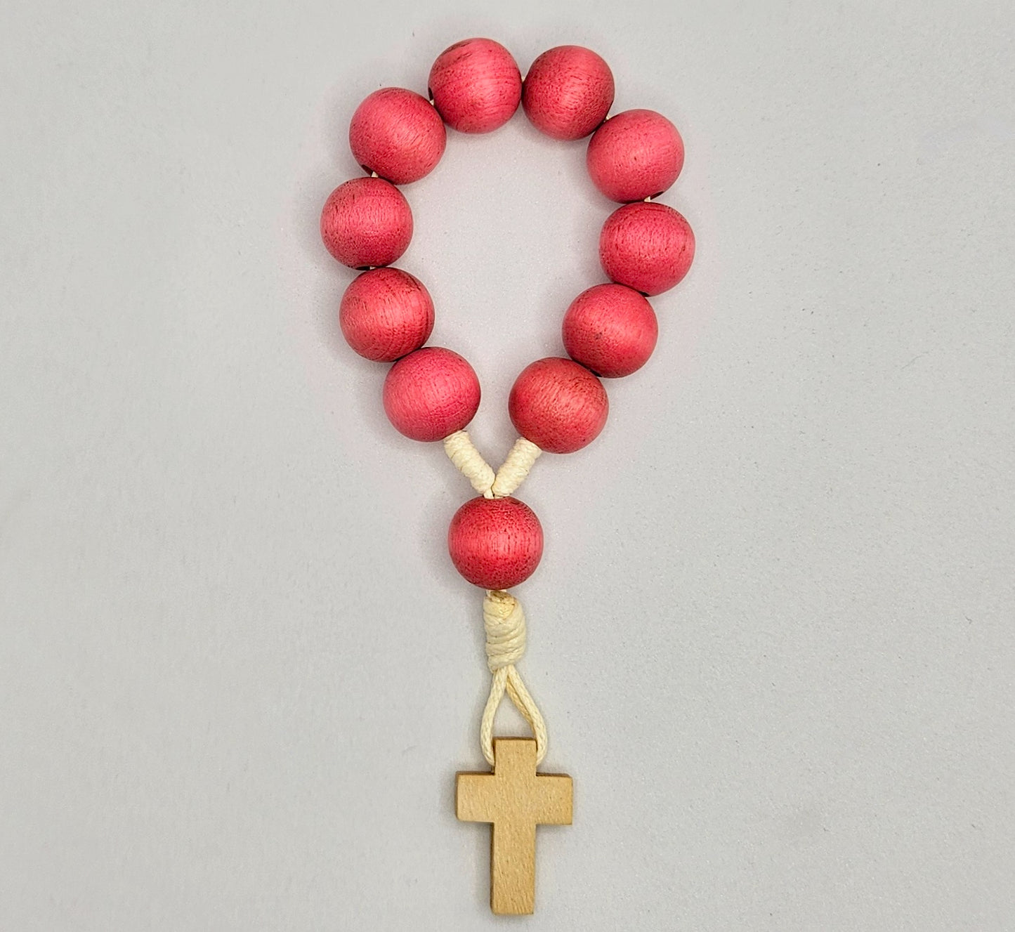 Pink Wooden Pocket Rosary