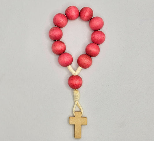 Pink Wooden Pocket Rosary