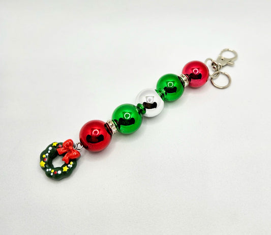 'Christmas Wreath' Bag Charm & Keychain