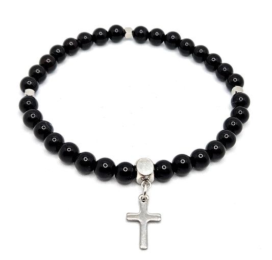 'Black Agate Cross' Bracelet
