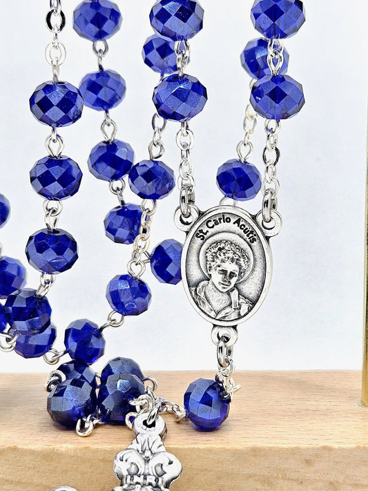 'St. Carlo Acutis' Dark Blue Rosary