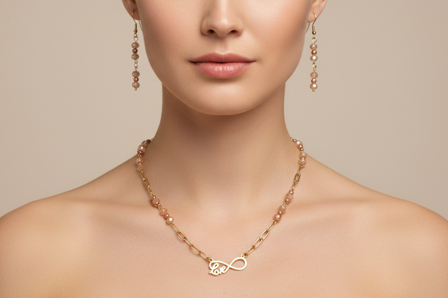 'Infinity' Necklace and Earrings Set