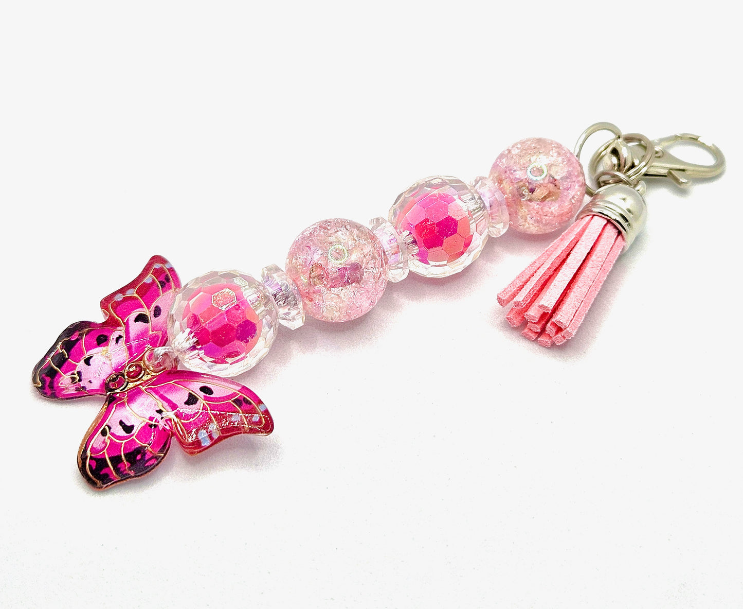 'Pink Butterfly' Bag Charm & Keychain