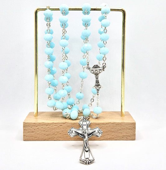 Light Blue 'First Holy Communion & Eucharist' Large Rosary