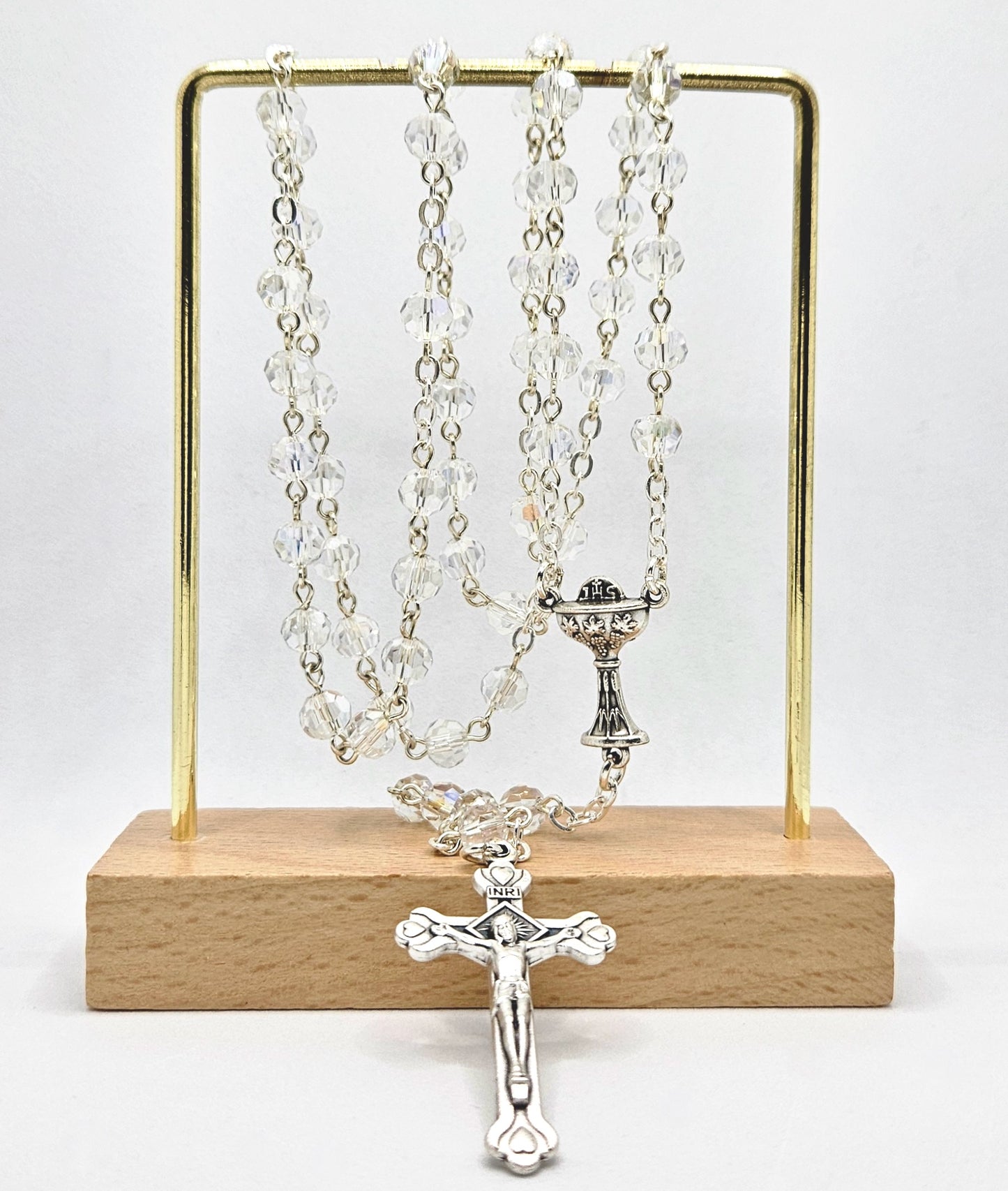 Clear Iridescent 'First Holy Communion & Eucharist' Rosary