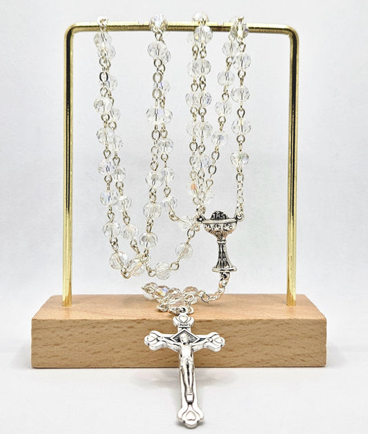 Clear Iridescent 'First Holy Communion & Eucharist' Rosary