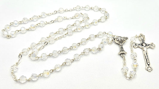 Clear Iridescent 'First Holy Communion & Eucharist' Rosary
