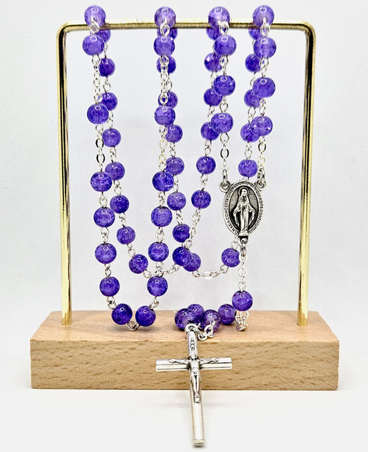 'Miraculous Medal' Purple Rosary