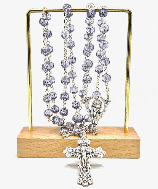 'Our Lady Queen of Heaven' Silver & Light Grey Rosary