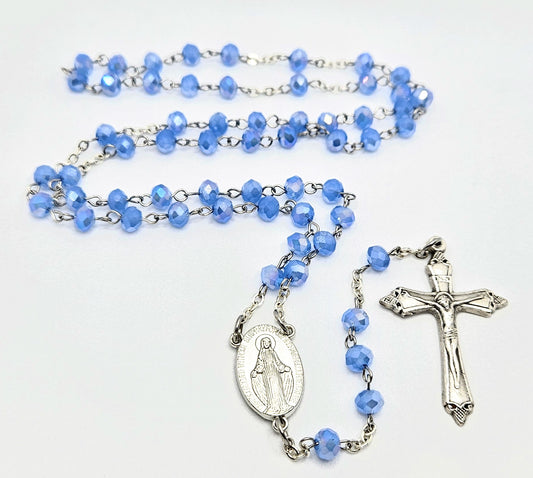 'Miraculous Medal' Cornflower Blue Rosary