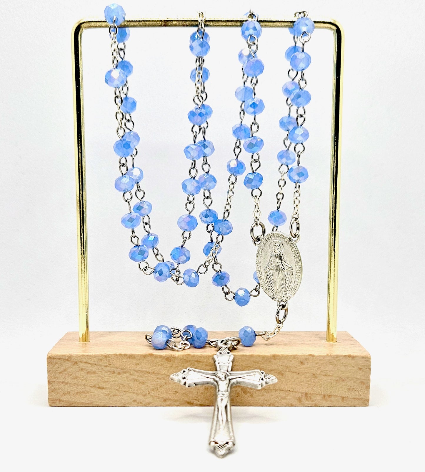'Miraculous Medal' Cornflower Blue Rosary