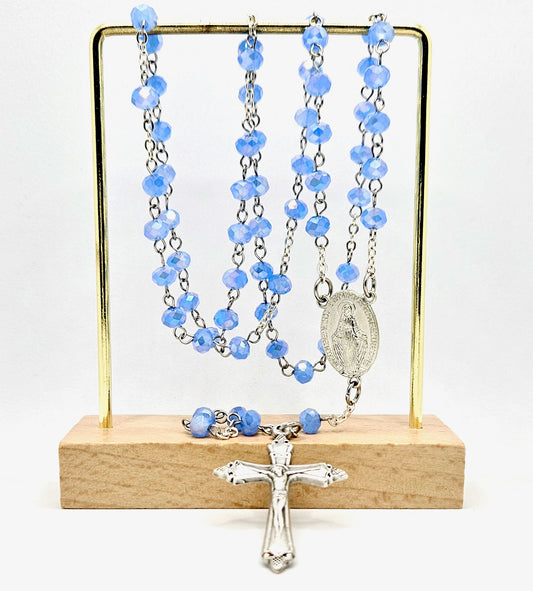 'Miraculous Medal' Cornflower Blue Rosary
