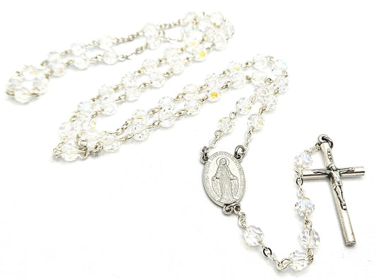 Clear Iridescent 'Miraculous Medal' Rosary