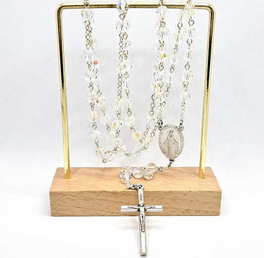 Clear Iridescent 'Miraculous Medal' Rosary