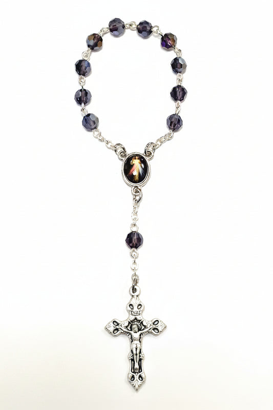 'Divine Mercy' Deep Violet Pocket Rosary