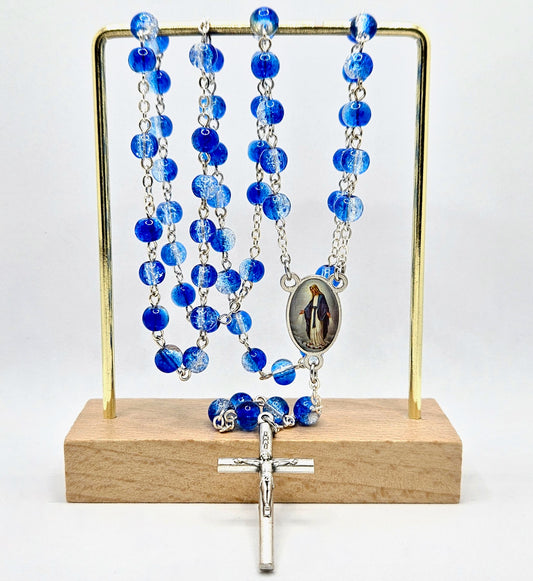 'Our Lady Of Grace' Blue & Clear Rosary