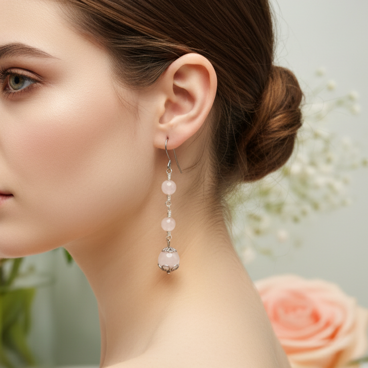 'Rose Quartz Drop' Earrings