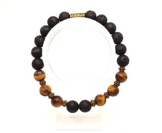 Tiger's Eye and Lava Stone Bracelet